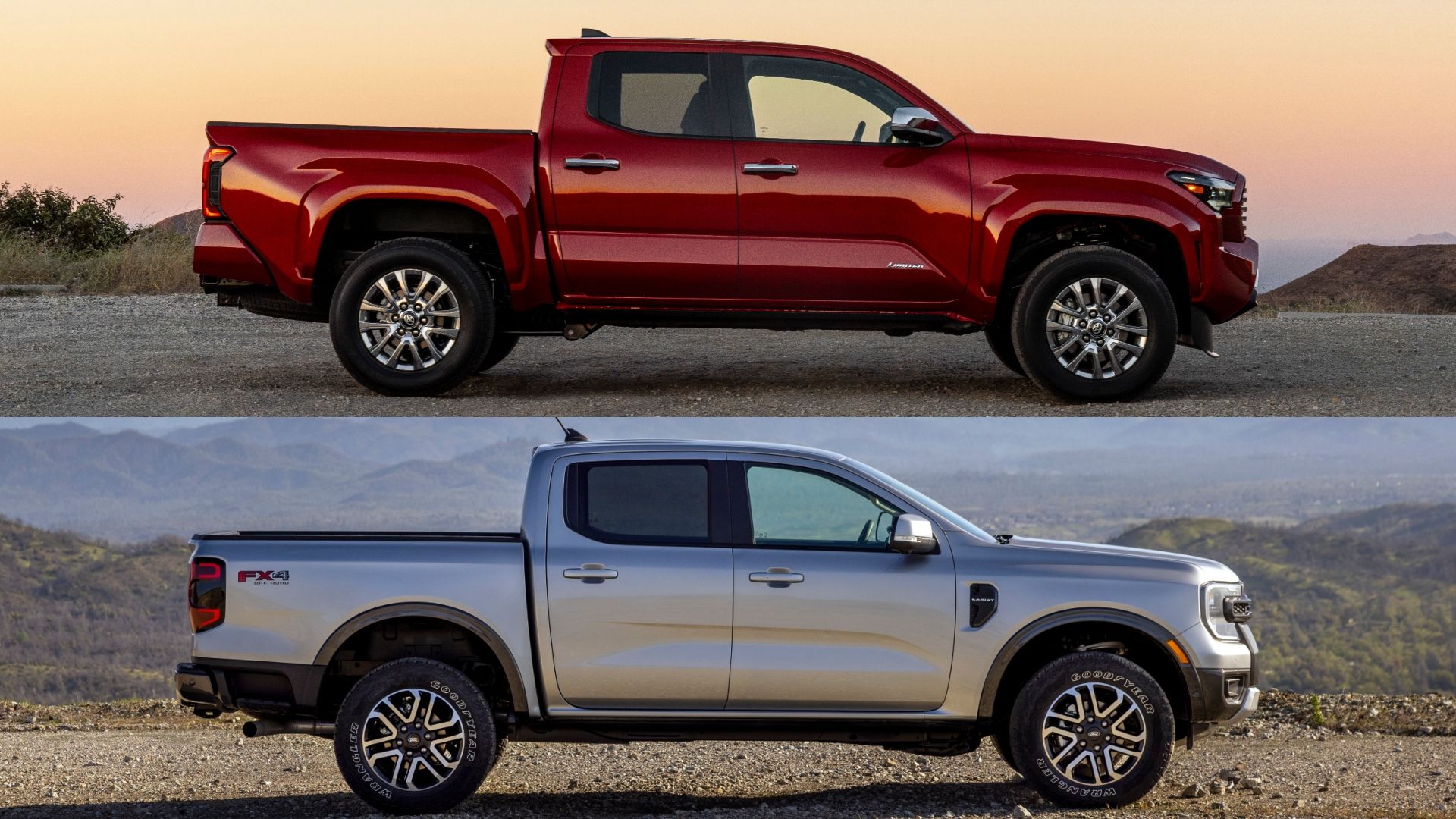 2024 Toyota Tacoma vs 2024 Ford Ranger split