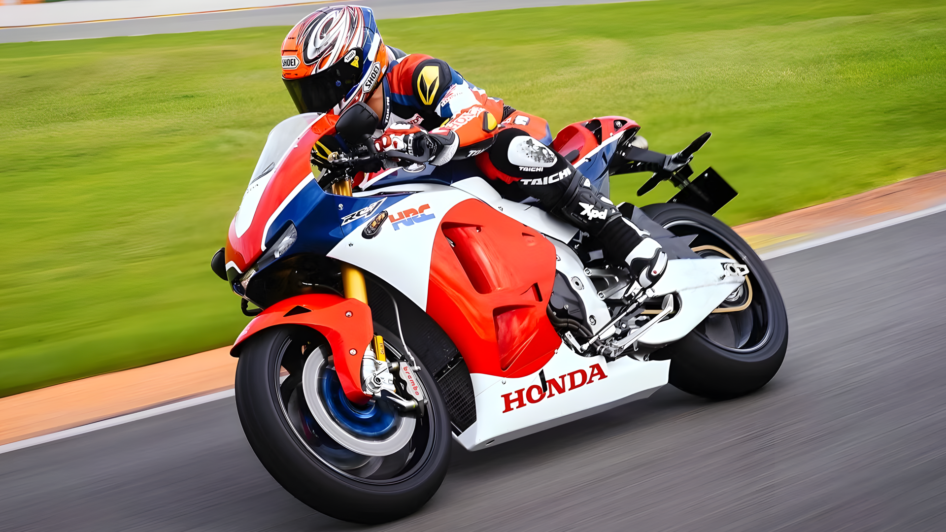 Honda RC213V-S cornering on racetrack