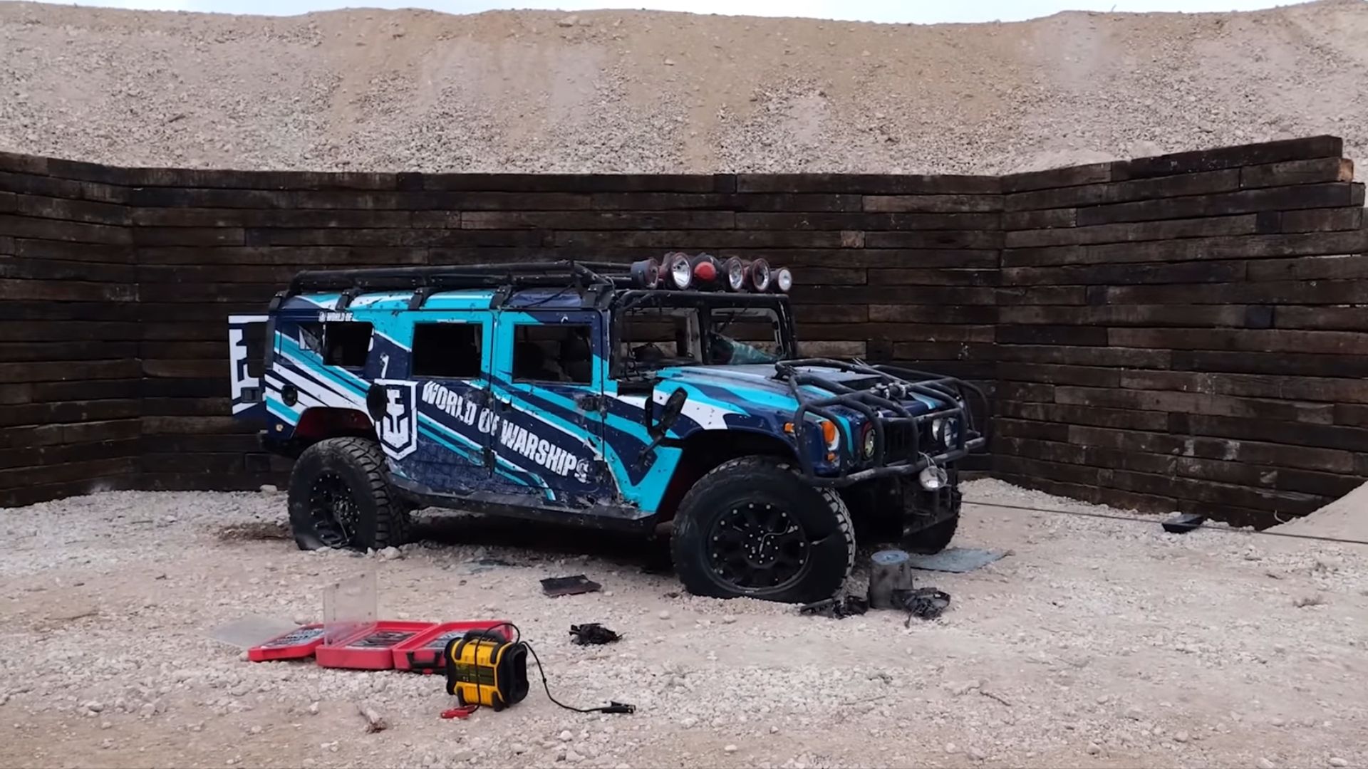 Hummer H1 Repair From Shooting Front Quarter View Towed