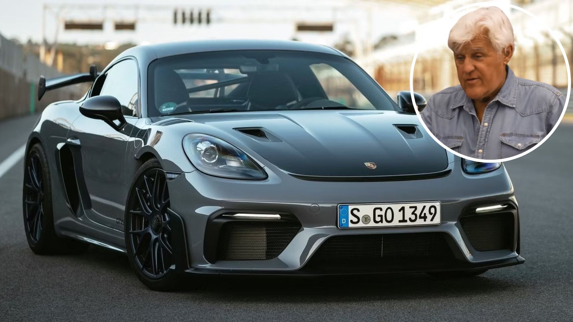 Jay Leno and Blue Porsche Cayman GT4 RS