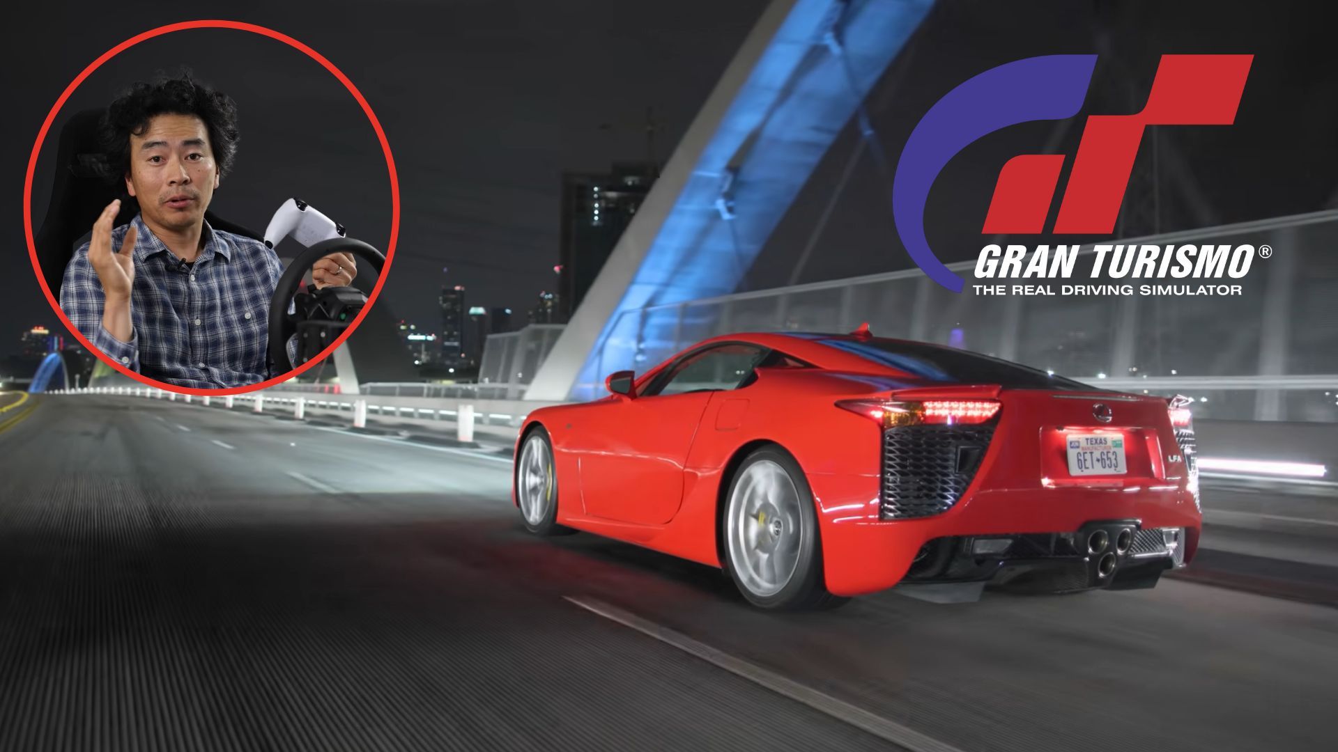 Larry Chen In Front of a Red Lexus LFA promoting Gran Turismo