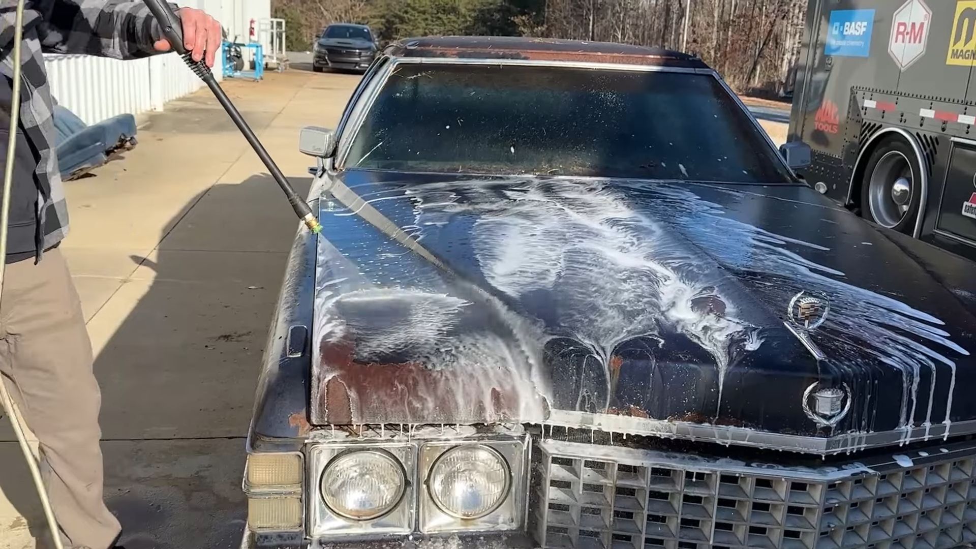 Petty's Cadillac Fleetwood Front View Getting A Wash