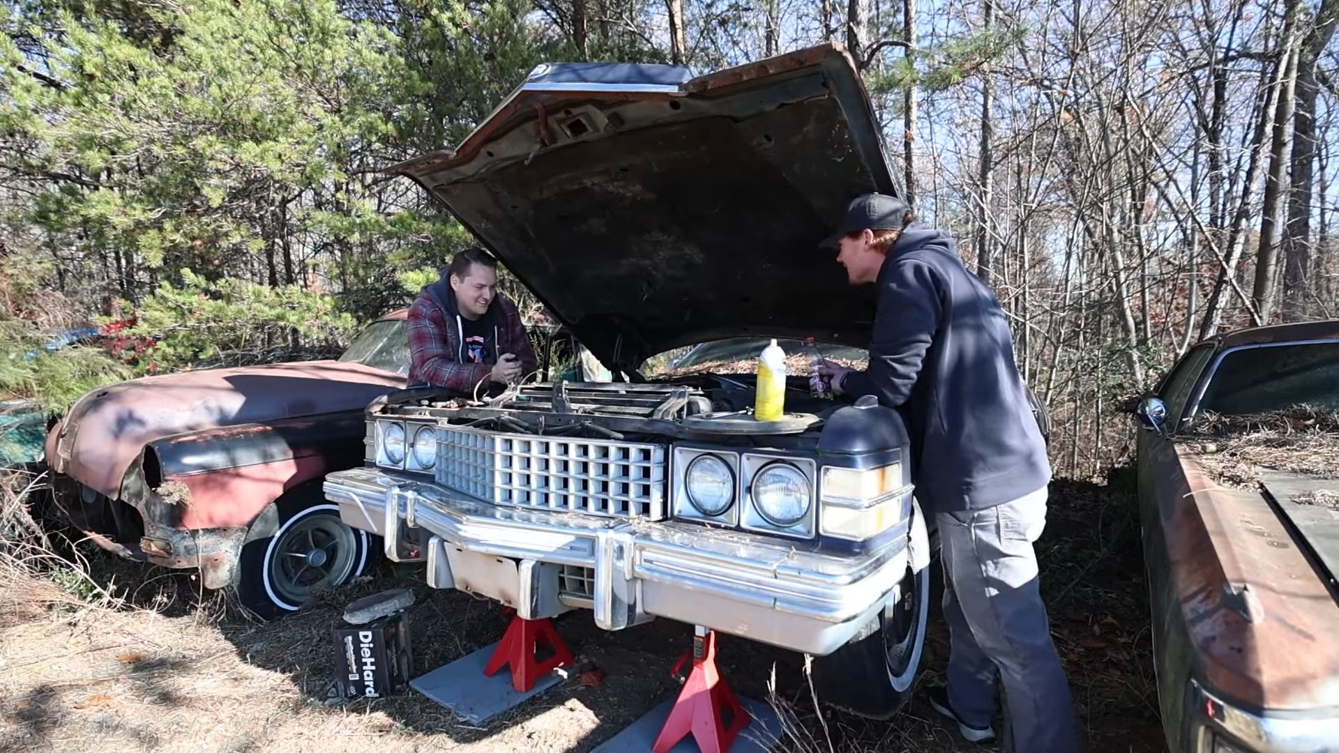 Petty's Cadillac Fleetwood Front View On Jacks