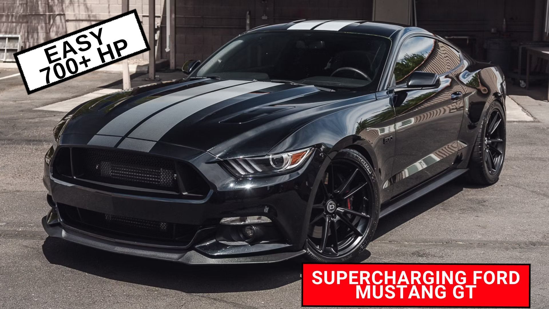 Supercharging Black Ford Mustang GT S550
