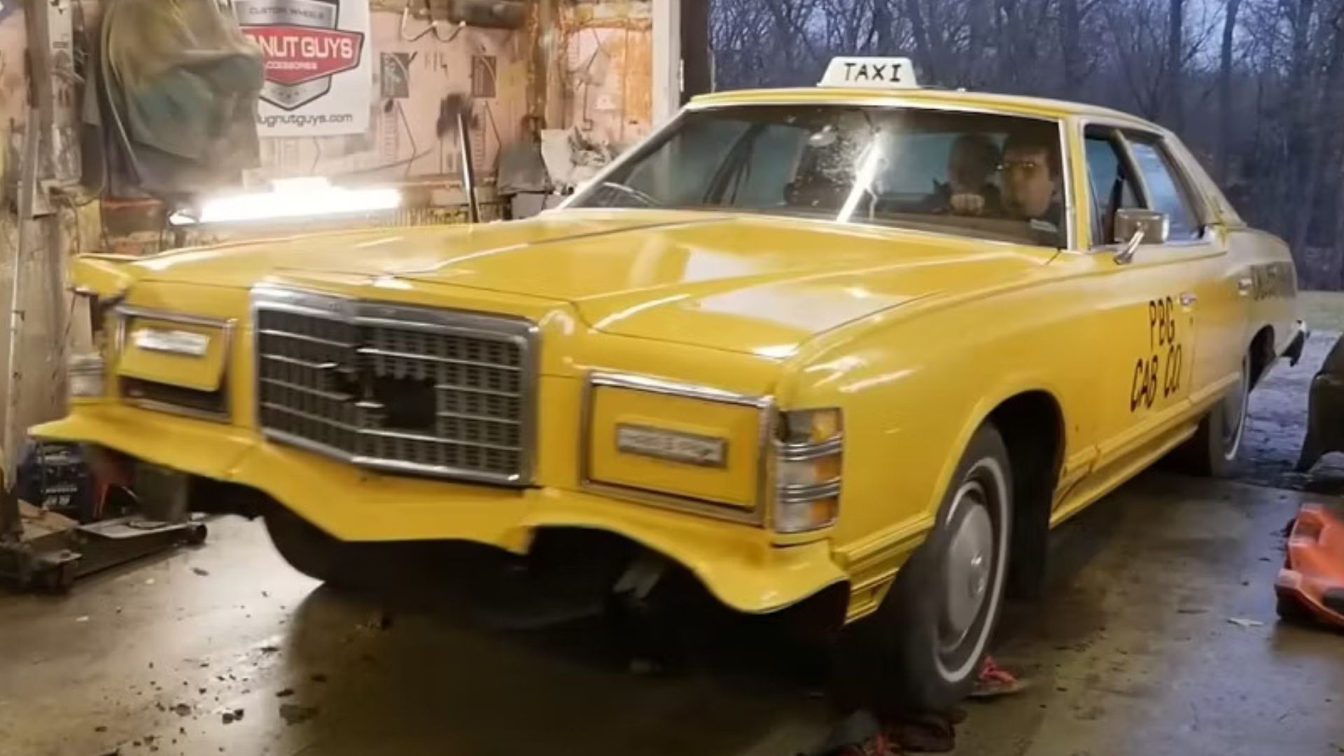 1977 Ford Ltd taxi front in workshop
