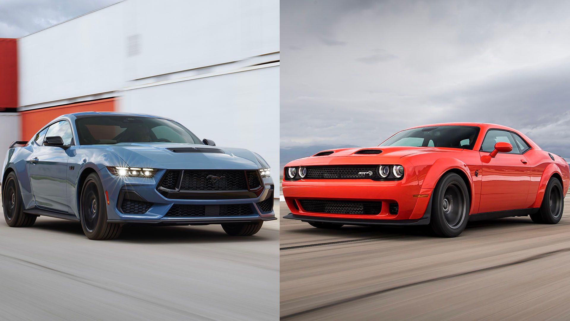 2024 Ford Mustang vs Dodge Challenger Split Image