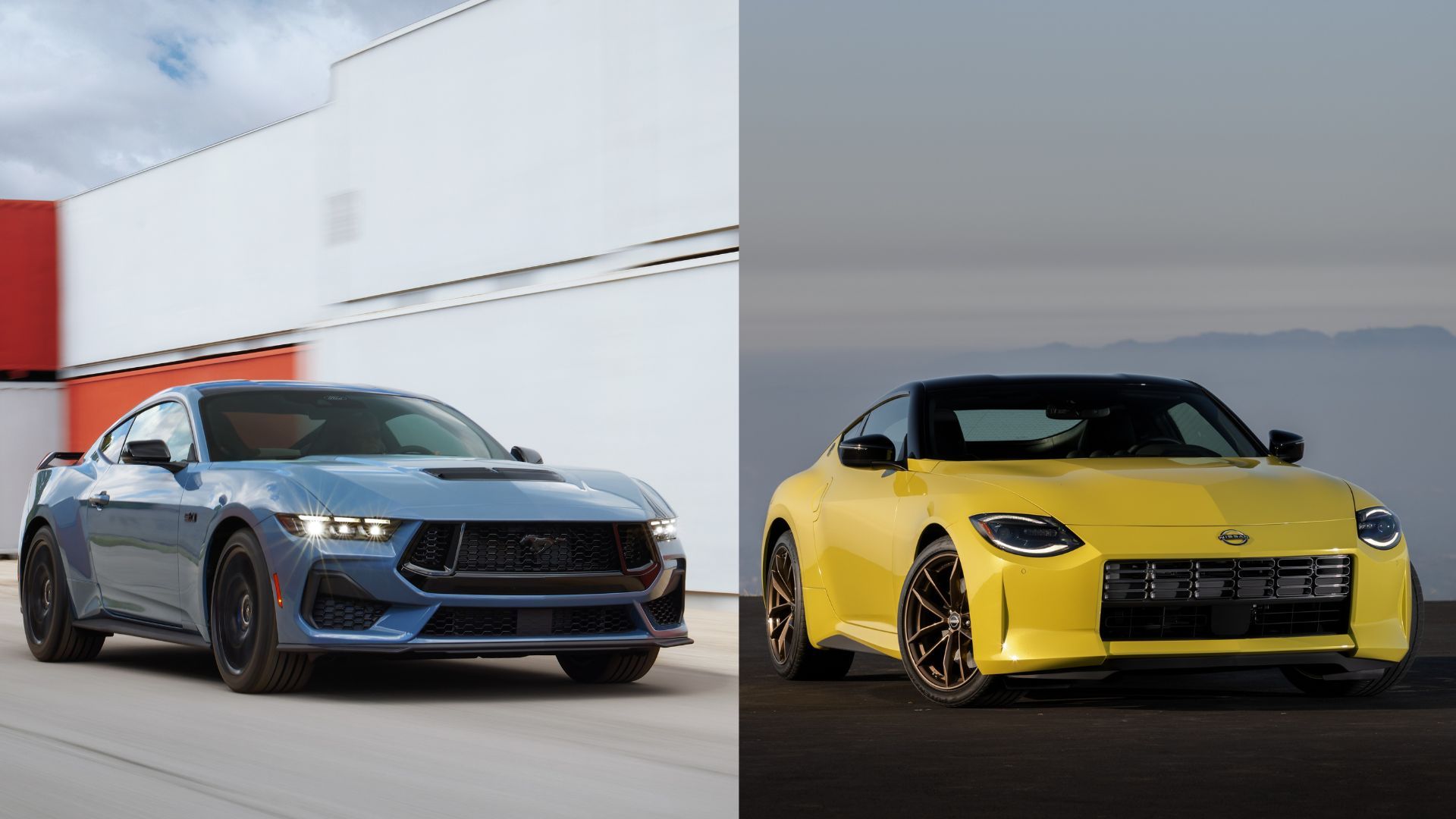 2024 Ford Mustang vs Nissan Z Split Image