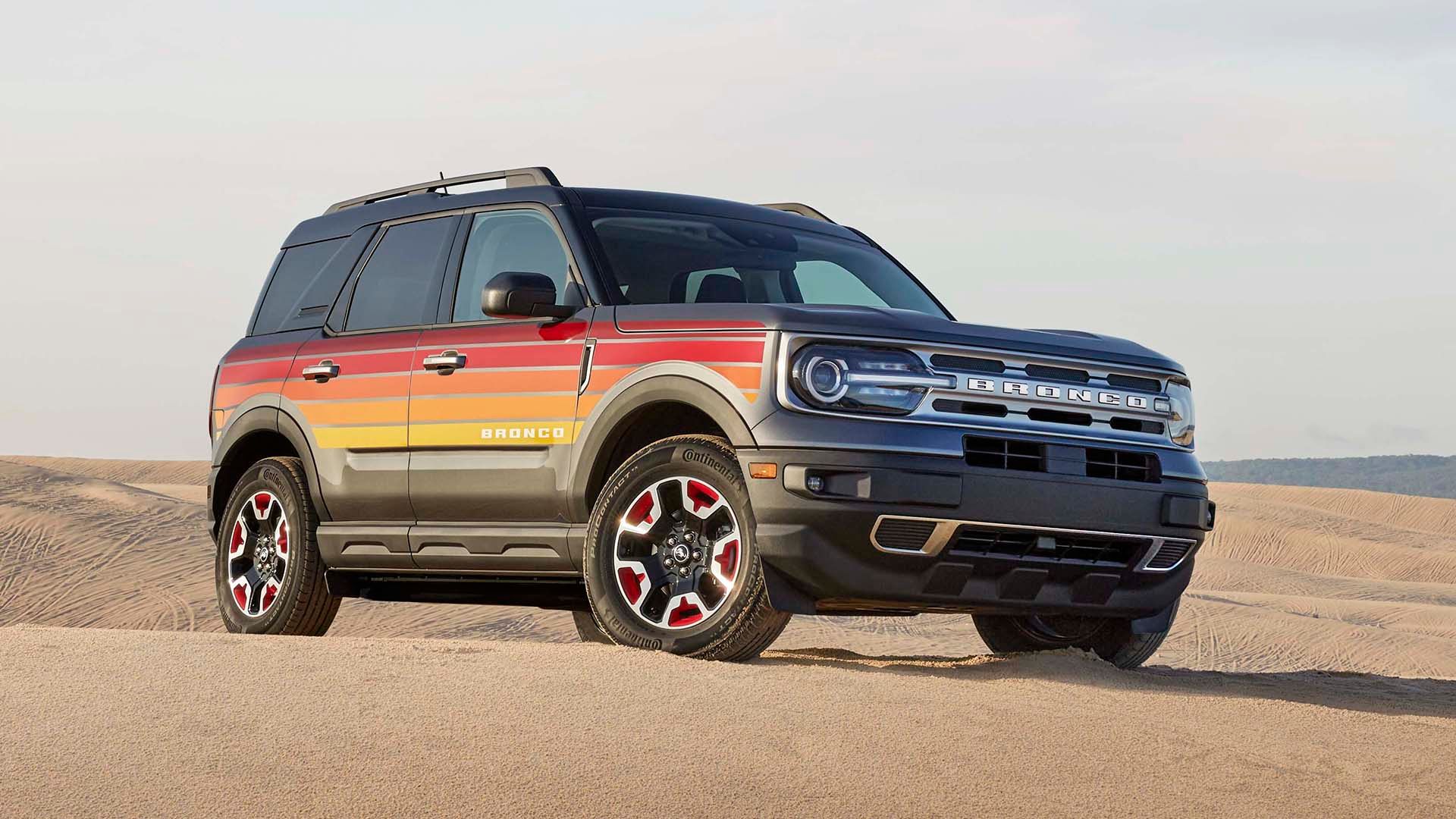 2024 Ford Bronco Sport Free Wheeling Limited Edition parked on sand dune