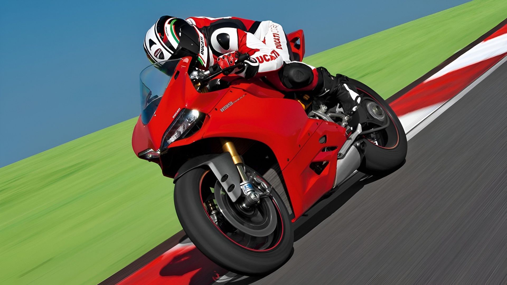 Ducati 1199 Panigale accelerating on track