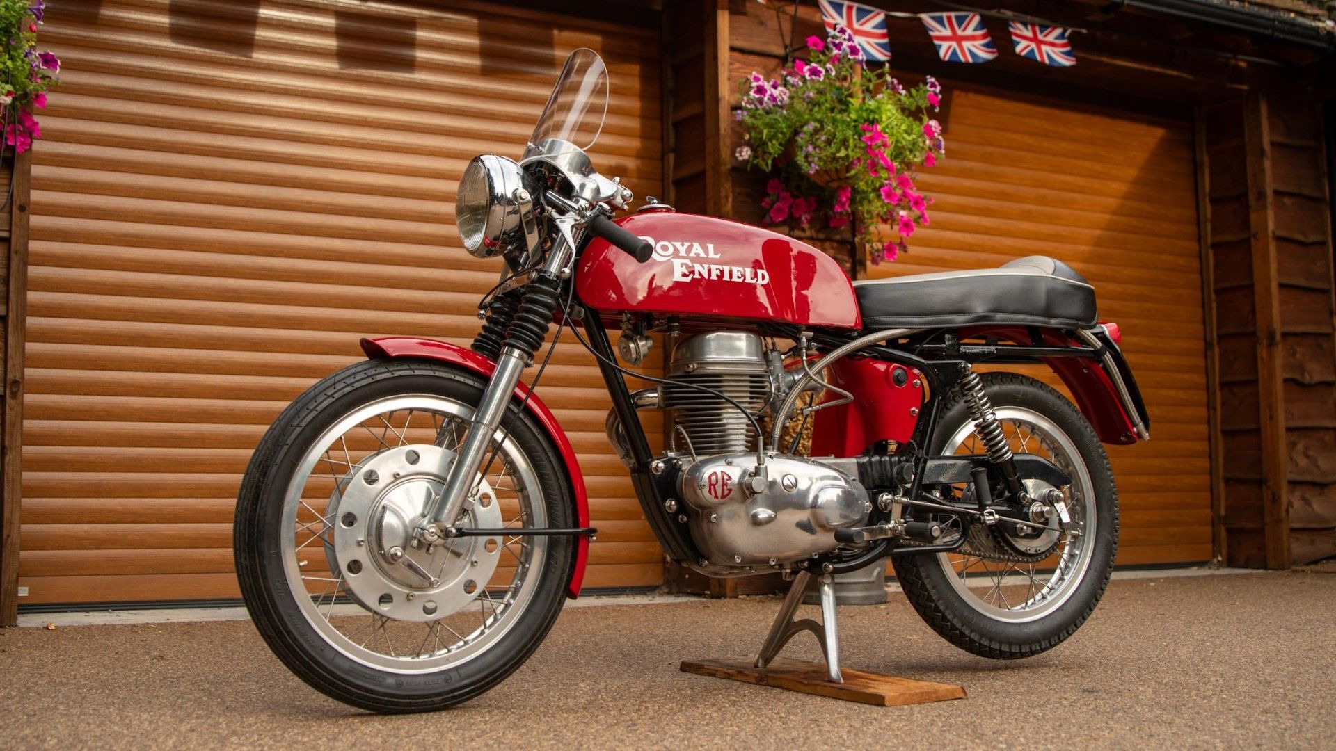 1965 Royal Enfield Continental GT 250 in red front third quarter view