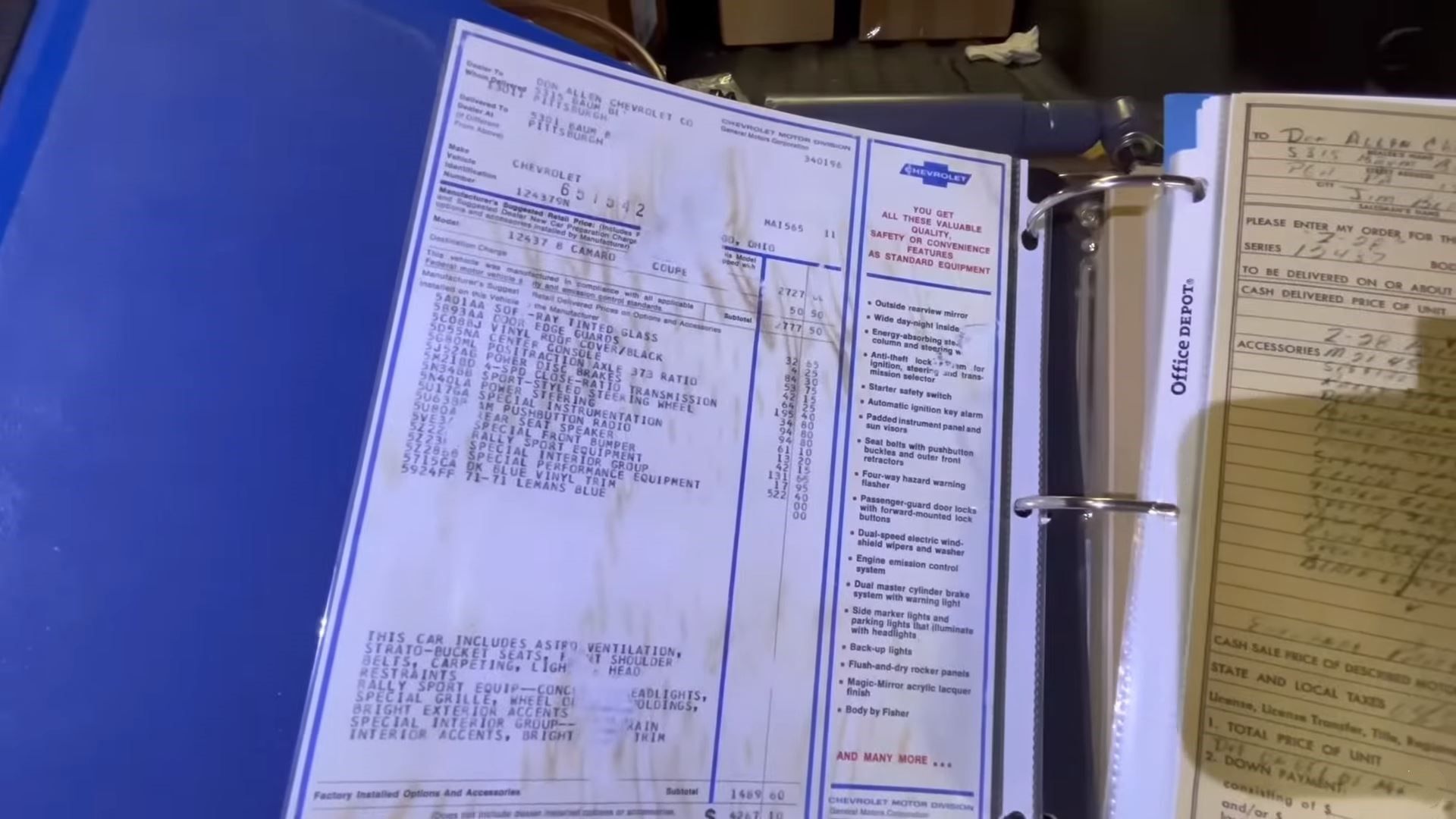 Adesivo para janela Chevrolet Camaro Z28 RS 1969