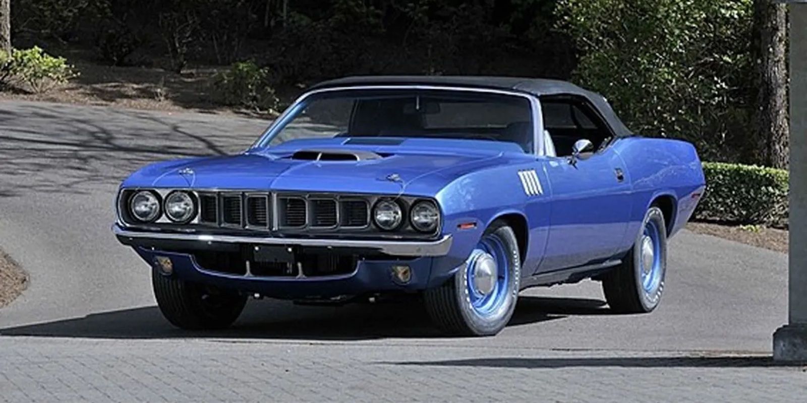 Azul 1971 Plymouth Hemi Cuda conversível