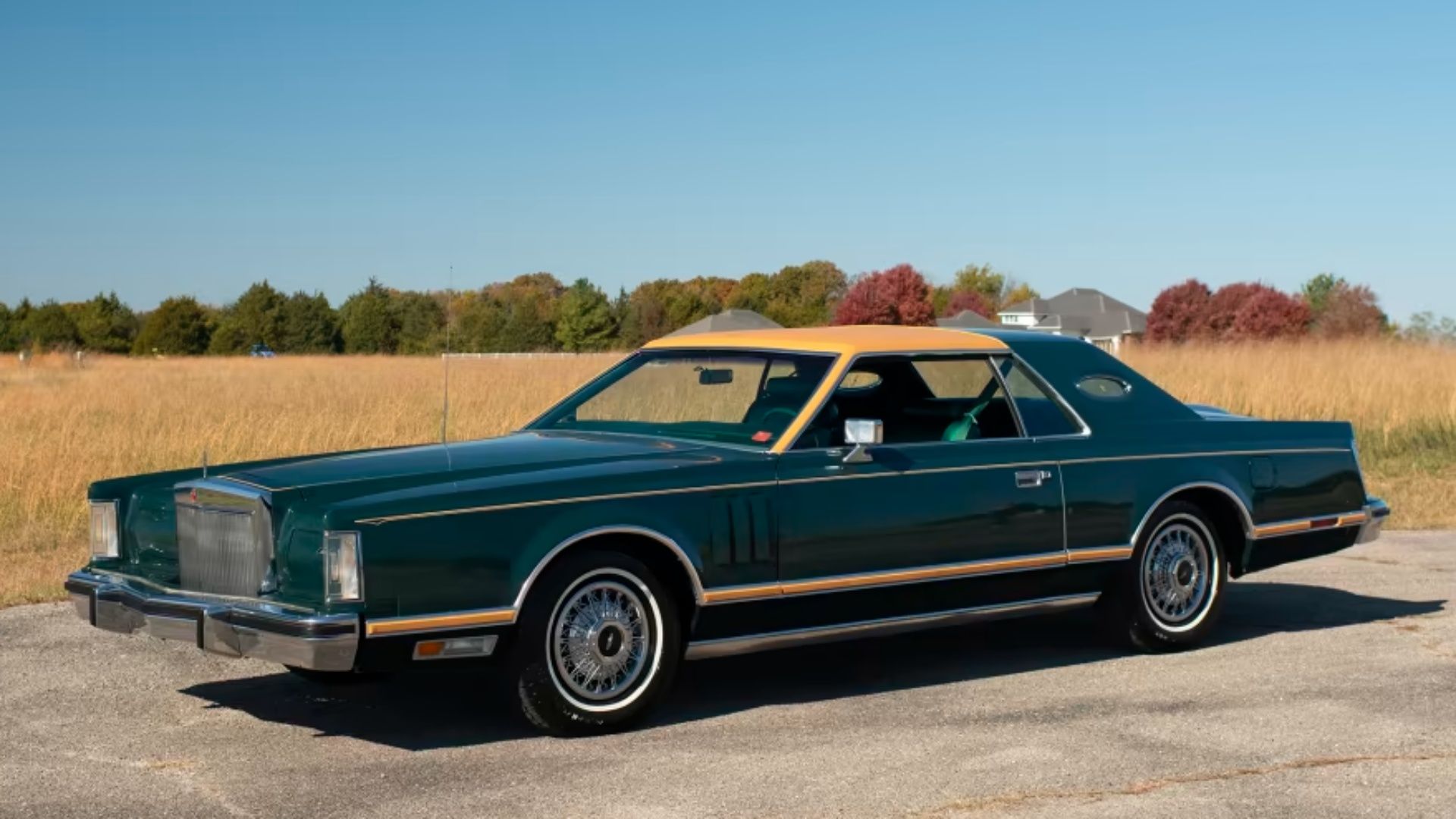 Image of a deep green 1978 Lincoln Continental Mark V