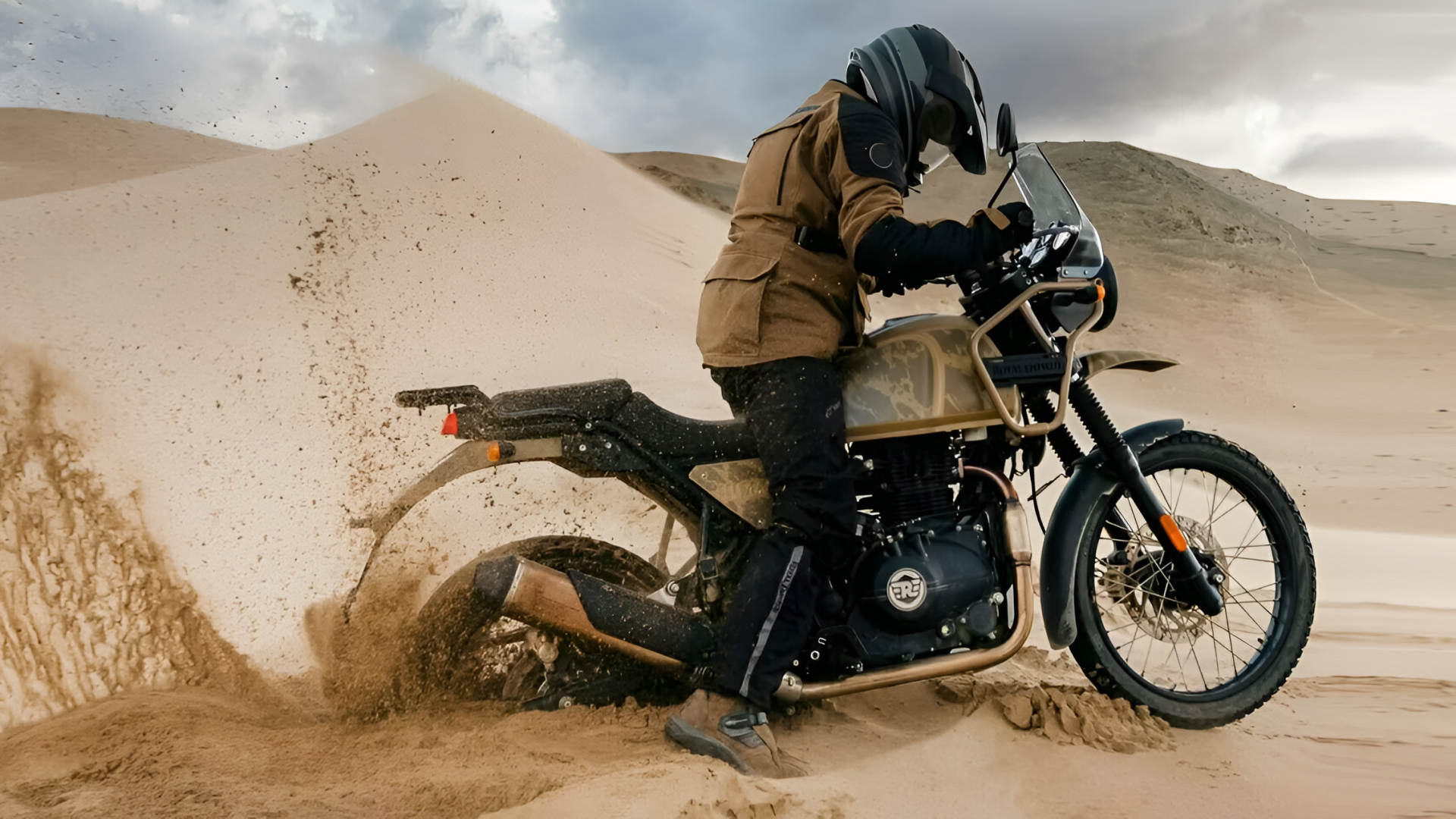 Royal Enfield off-roading in the sand dunes