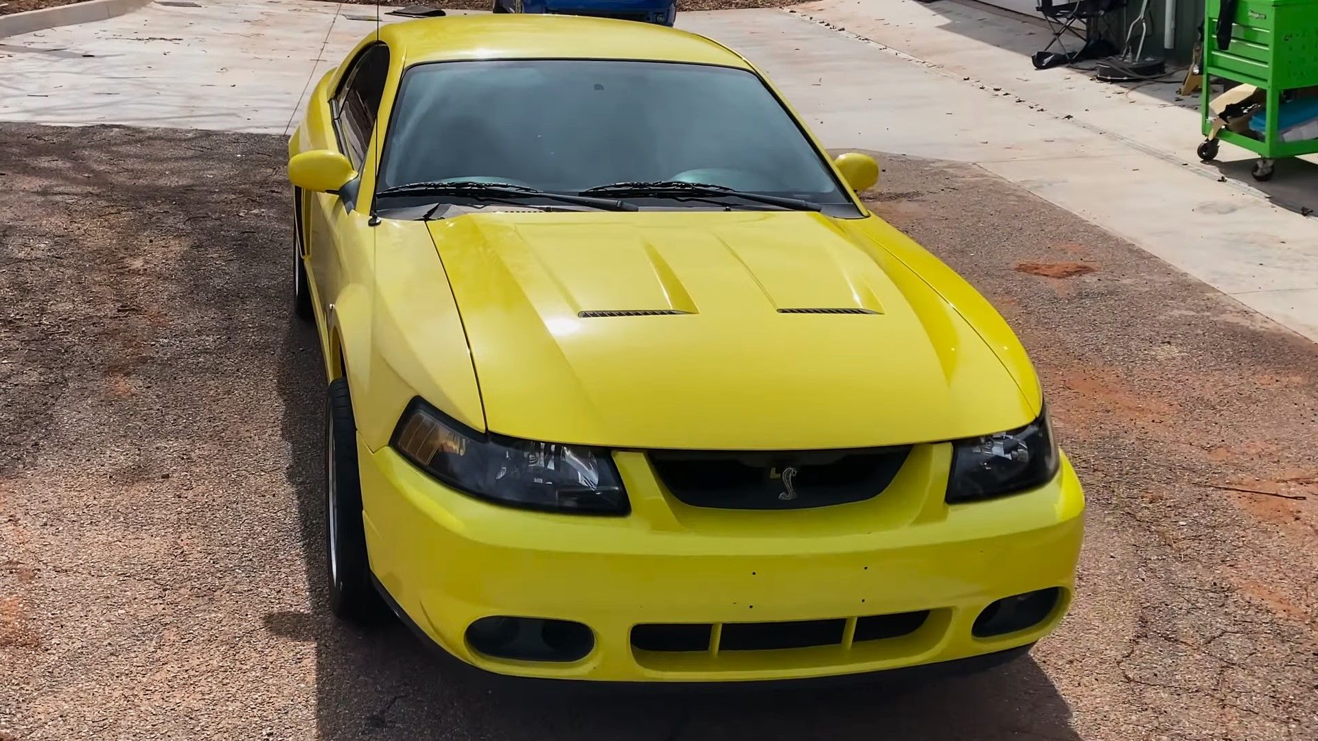A yellow 2003 Ford Mustang SVT Cobra Terminator barn find front shot