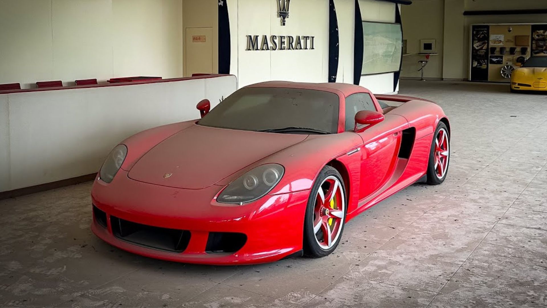 Red Abandoned Porsche Carrera GT In China