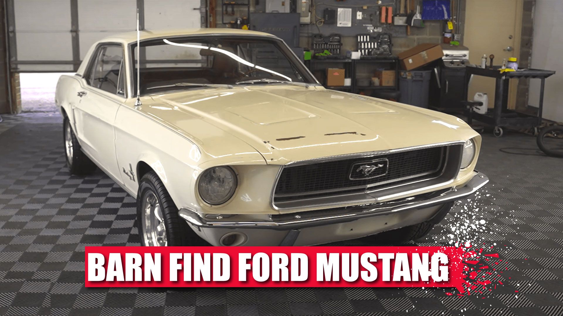 White 1st Gen Ford Mustang Barn Find