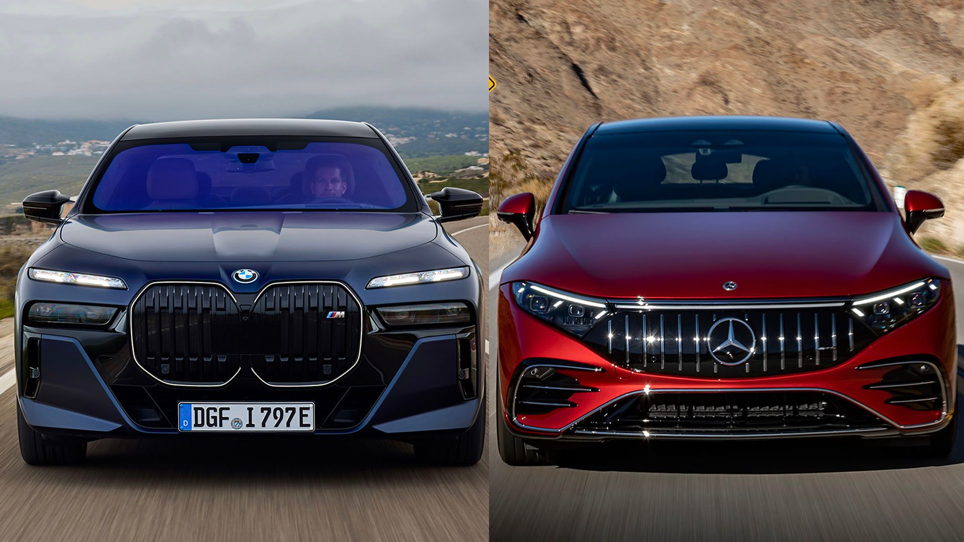 2024 BMW i7 vs Mercedes-Benz EQS Spilt Image