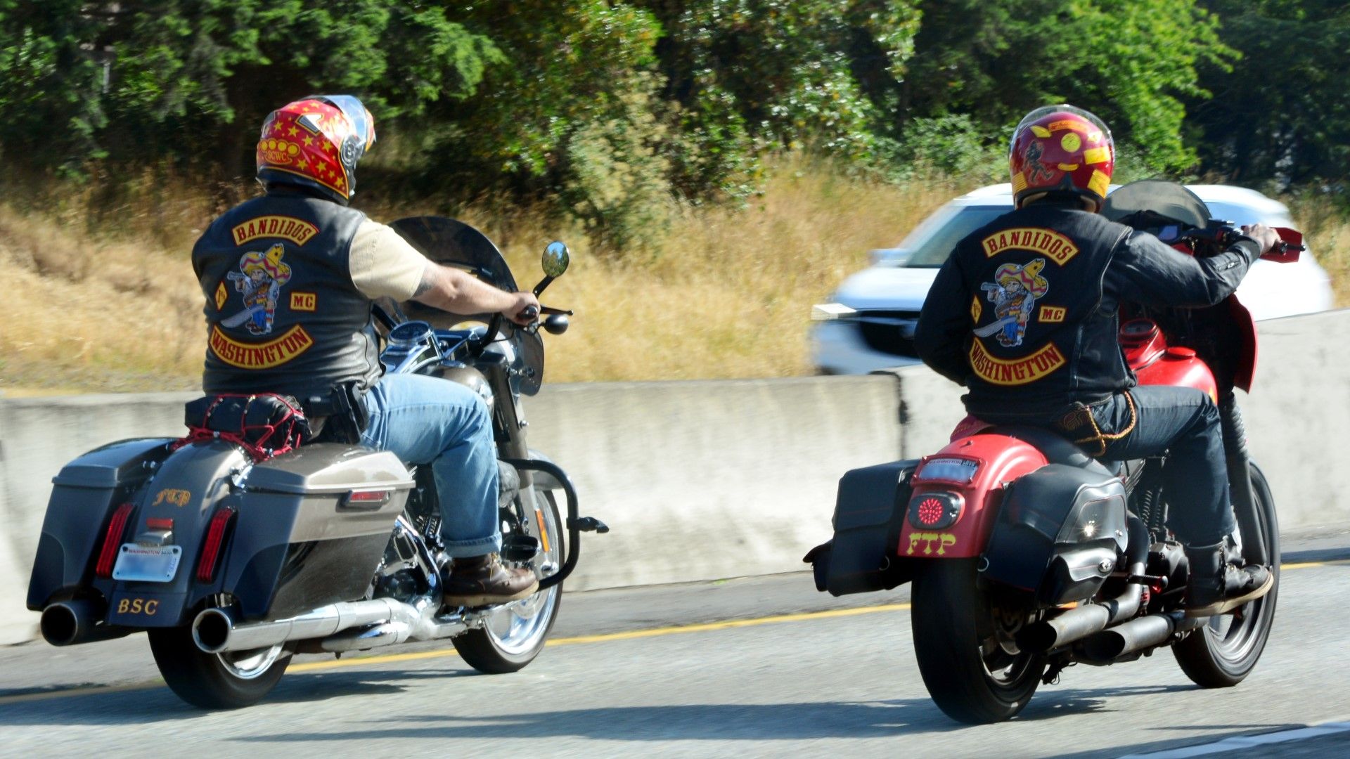 Bandidos Motorcycle Club members on the road