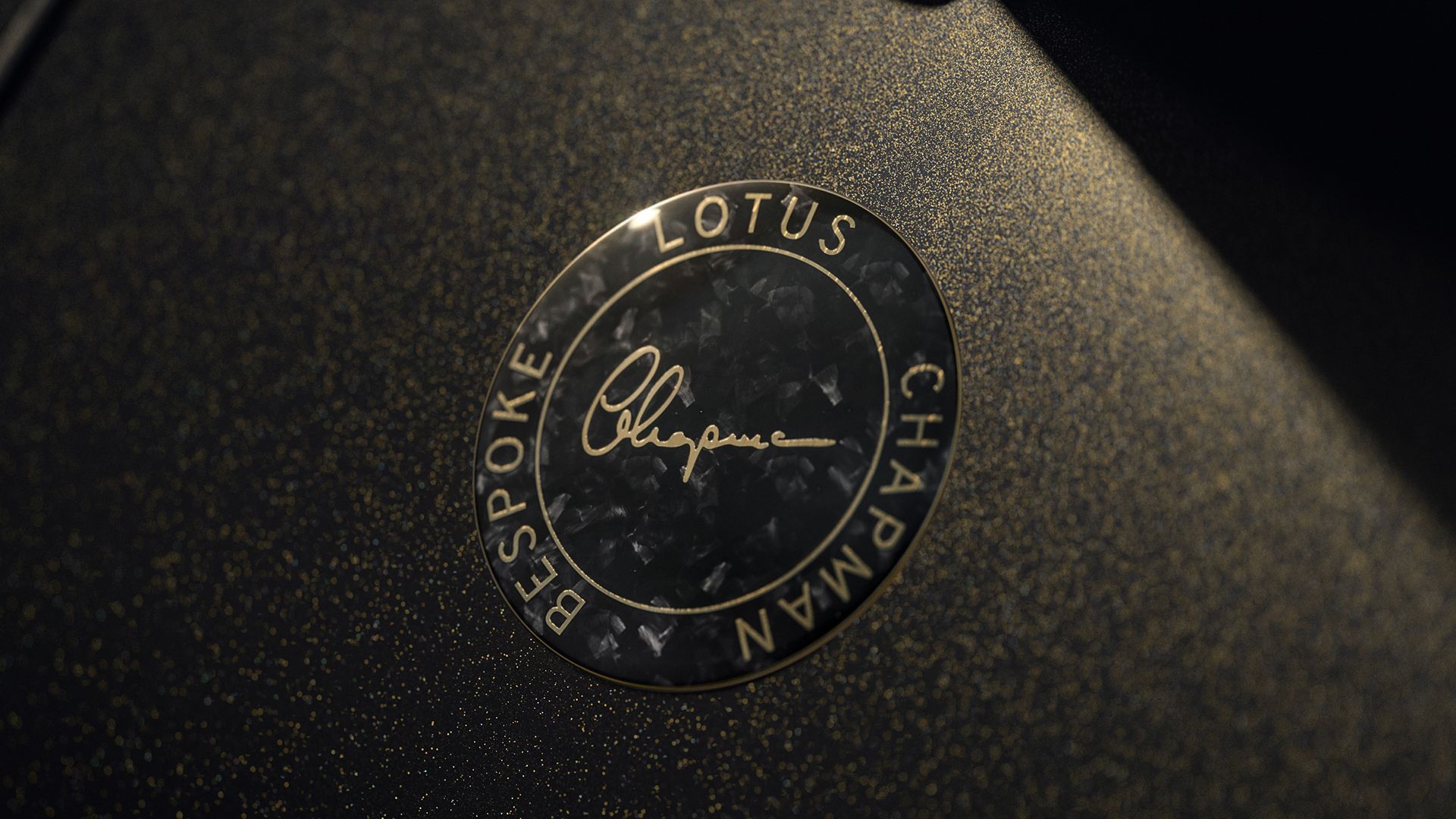 Lotus Chapman Bespoke Eletre Gold Badge closeup
