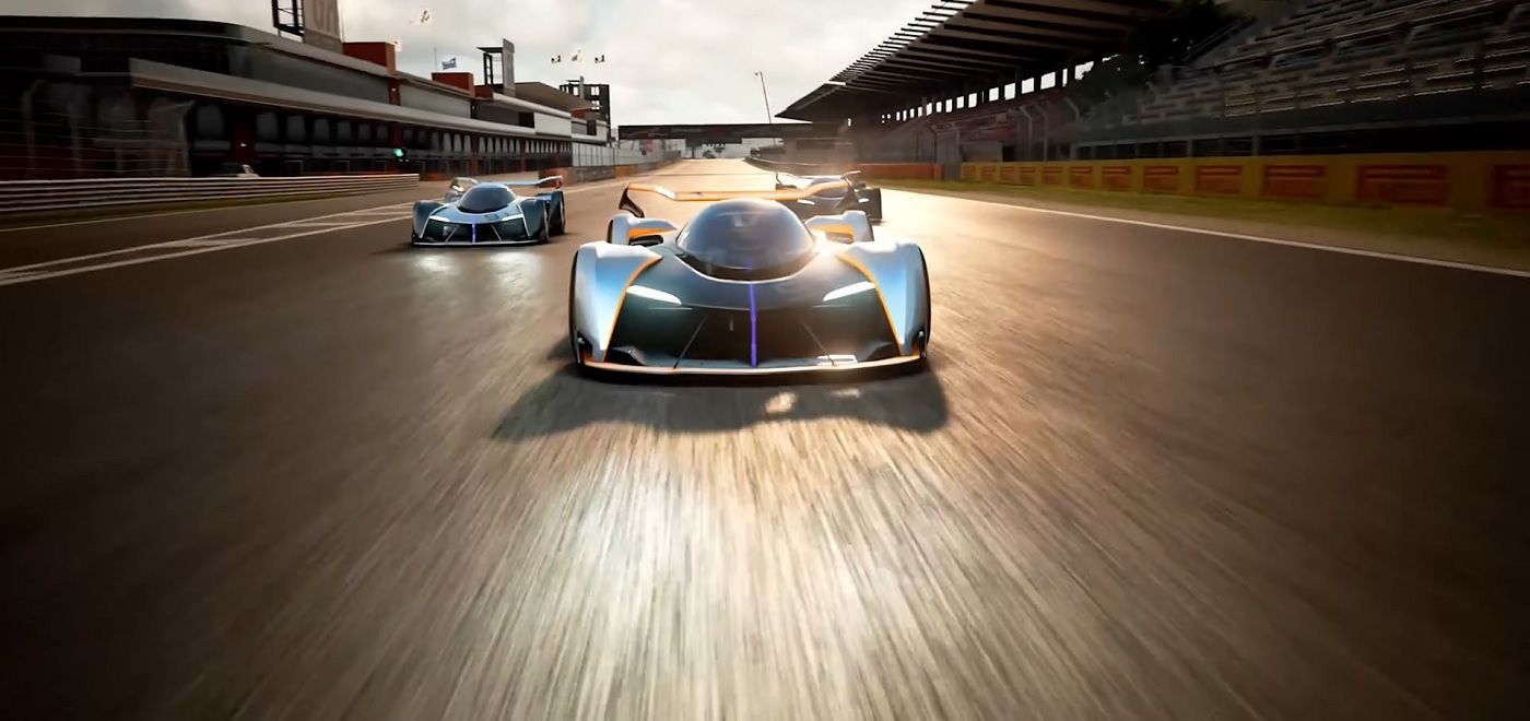 McLaren Solus GT preto e prata no jogo