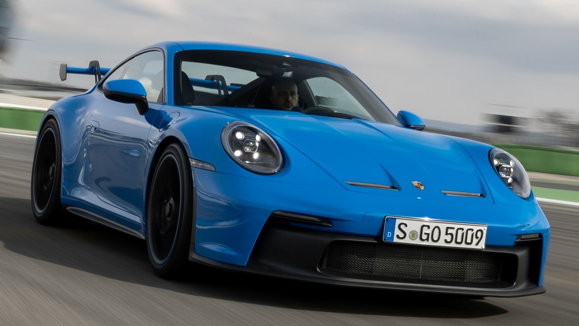 porsche 911 gt3 frente quarto azul