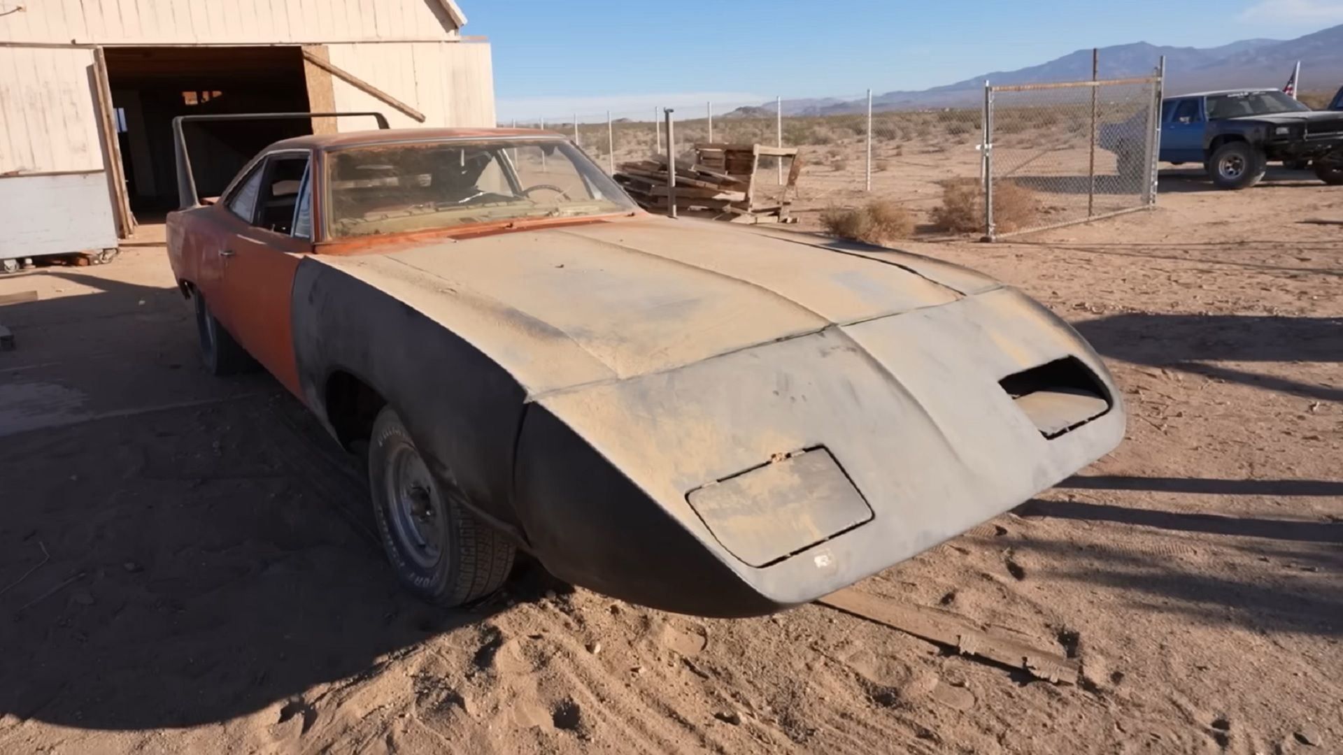 Rusted 1969 Plymouth Superbird outside