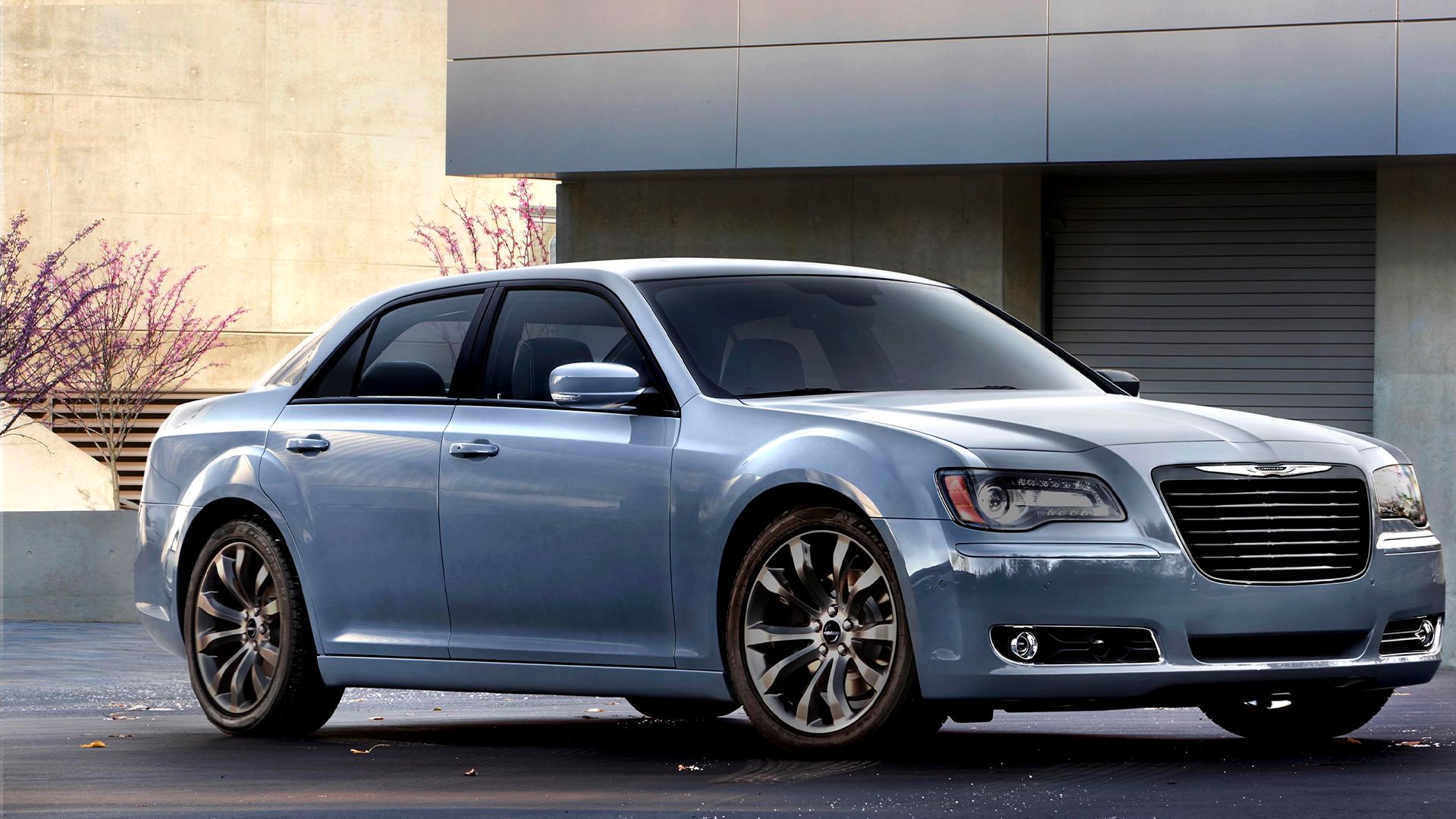 light blue 2014 Chrysler 300S parked