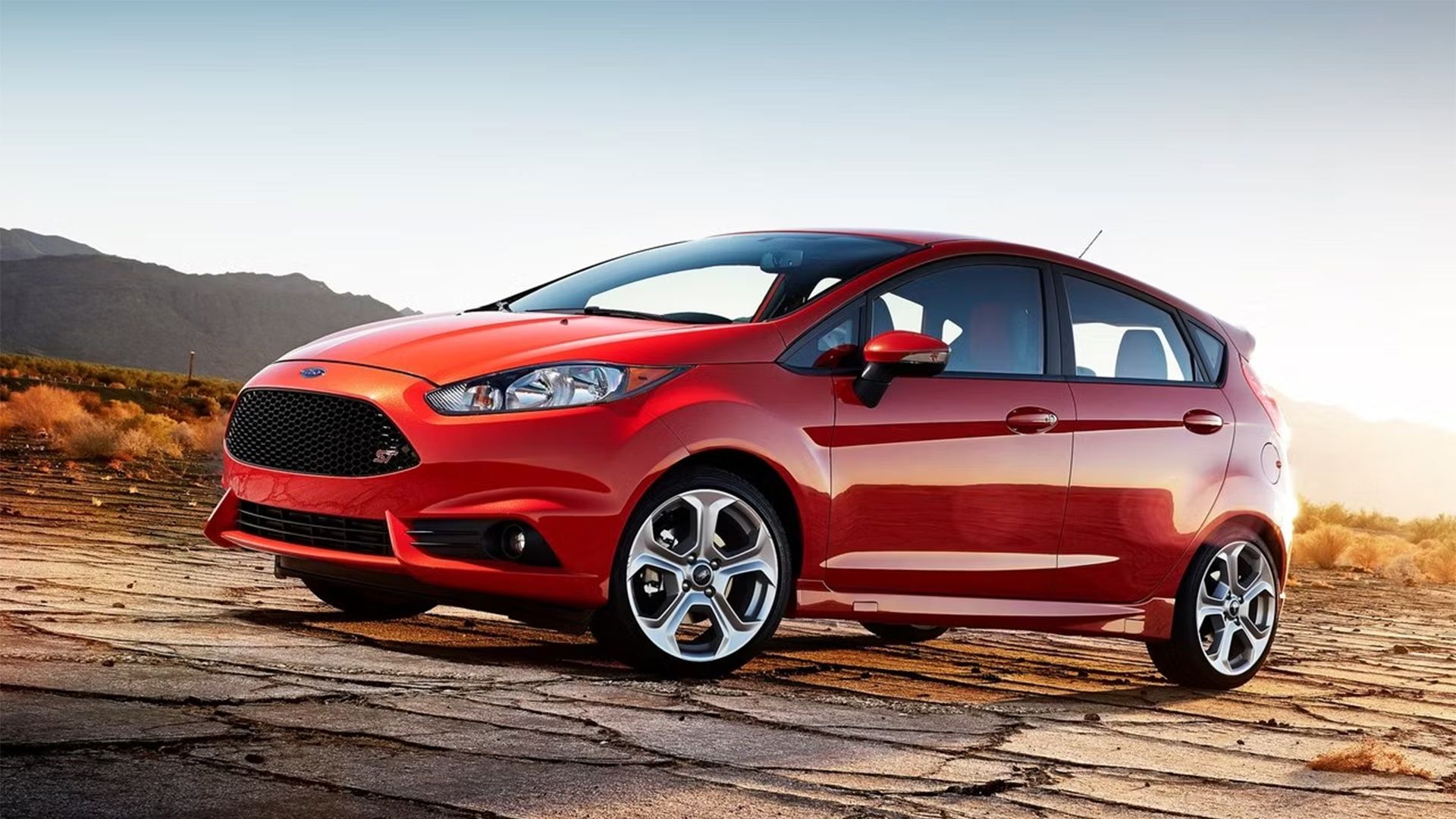 red 2014 Ford Fiesta ST parked offroad