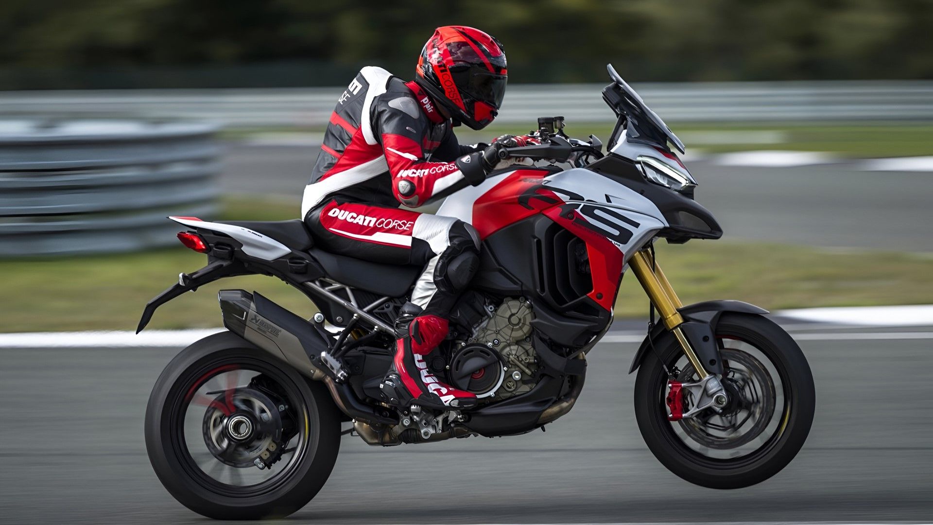 2024 Ducati Multistrada V4 RS popping wheelie side profile view