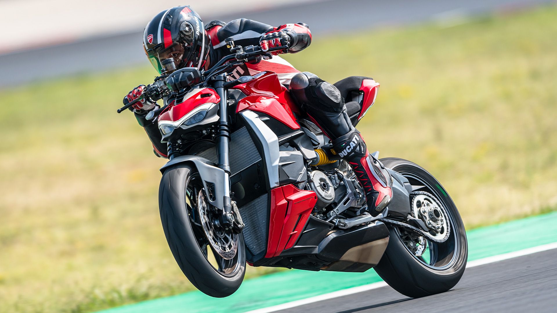 2024 Ducati Streetfighter V2 on the racetrack hd wallpaper