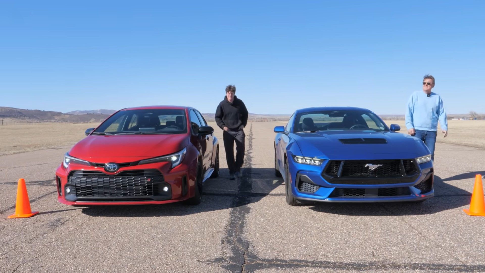 2024 Toyota GR Corolla / 2024 Ford Mustang GT, side by side, front view
