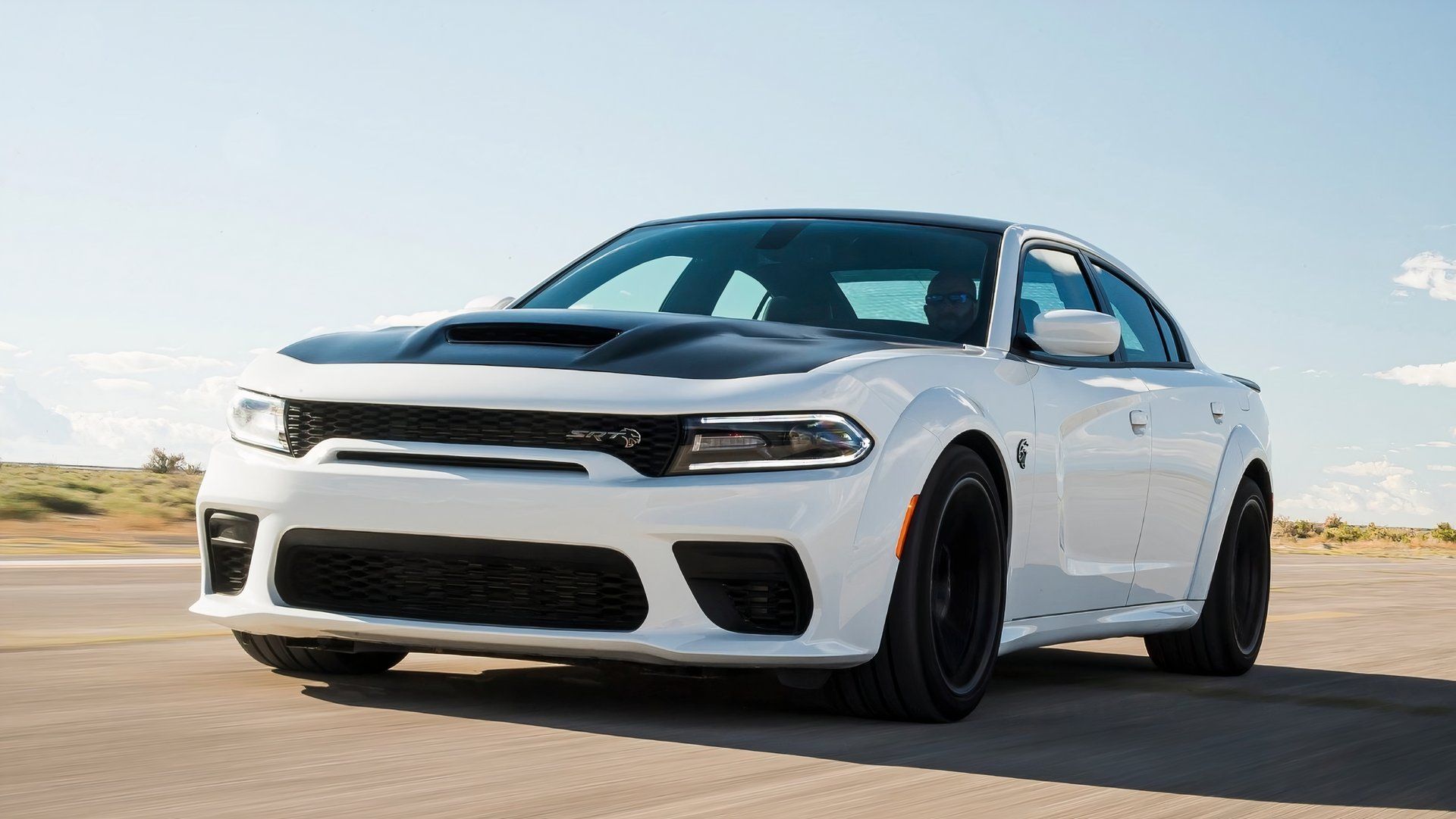 dodge charger hellcat front quarter white