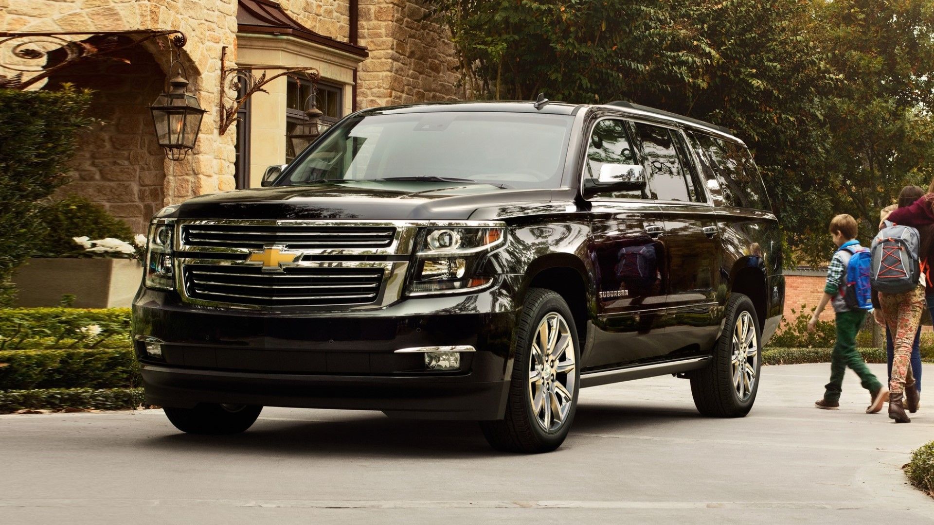 2018 Chevrolet Suburban in black front third quarter view