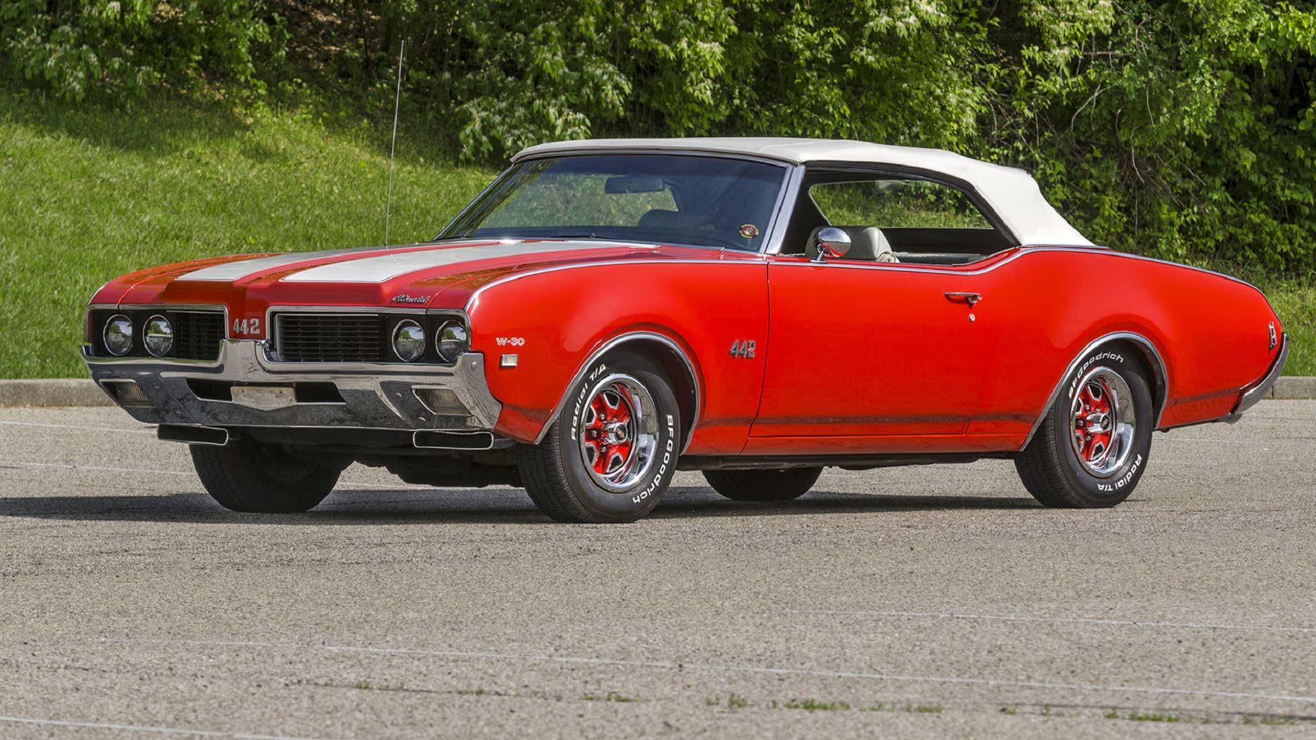 Red 1969 Olds 442 W-30 side