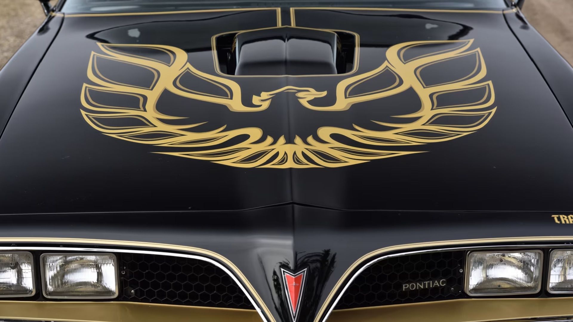 Capô preto 1977 Pontiac Firebird Trans Am SE