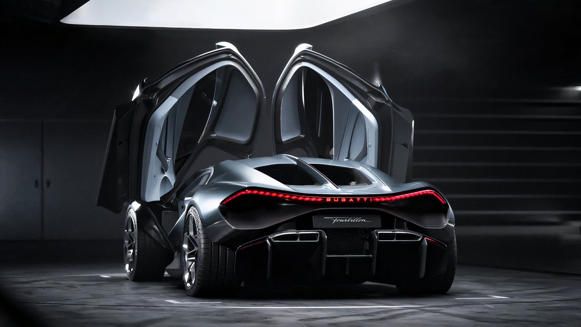 Vista traseira do Bugatti Tourbillon