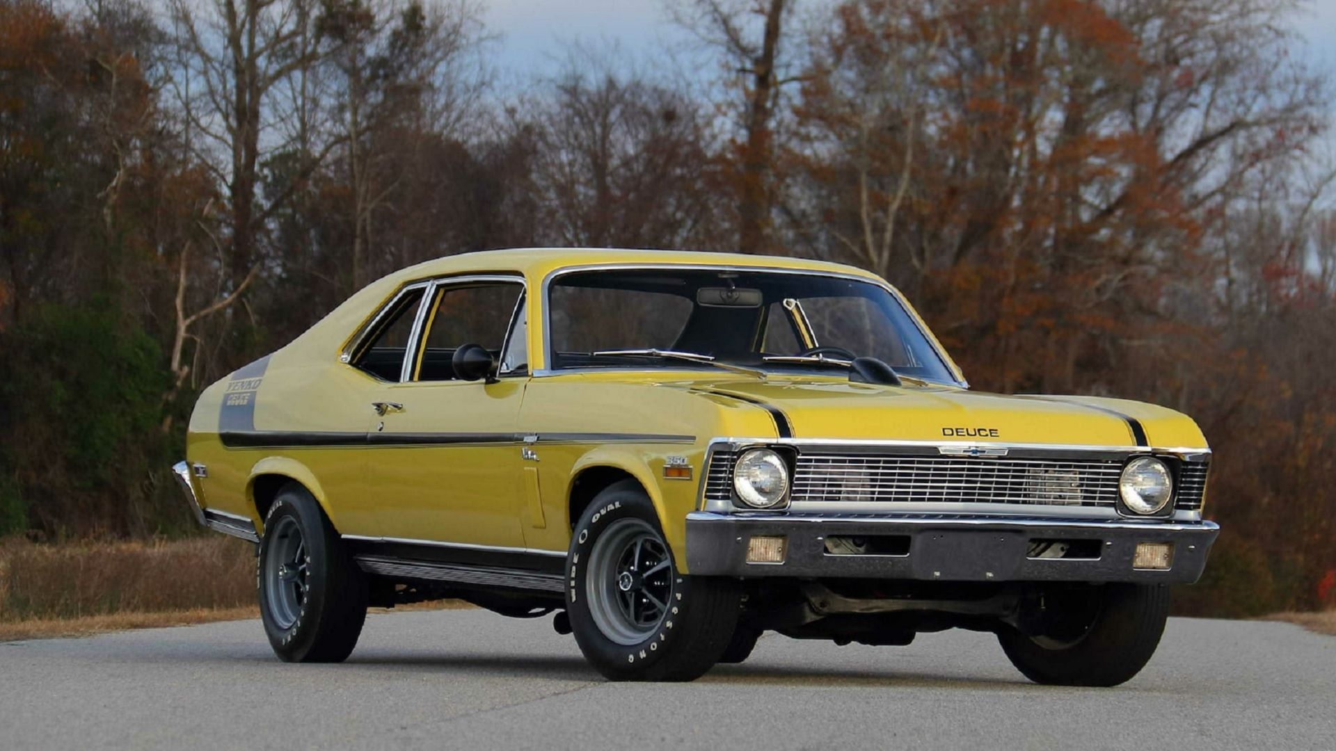 Frente amarela 1970 Chevy Nova Yenko Deuce