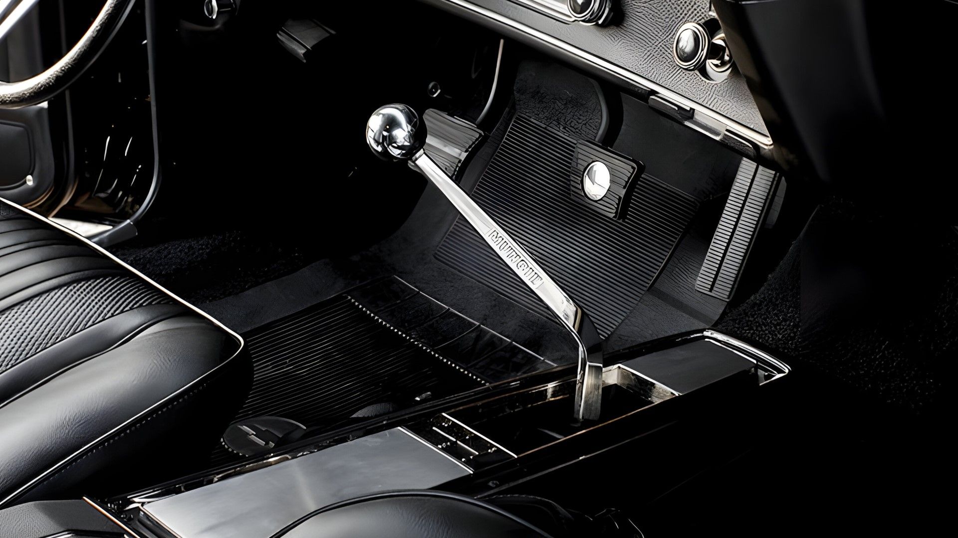 Foto em close do câmbio de transmissão Chevrolet Chevelle LS6 M22 Rock Crusher 1970