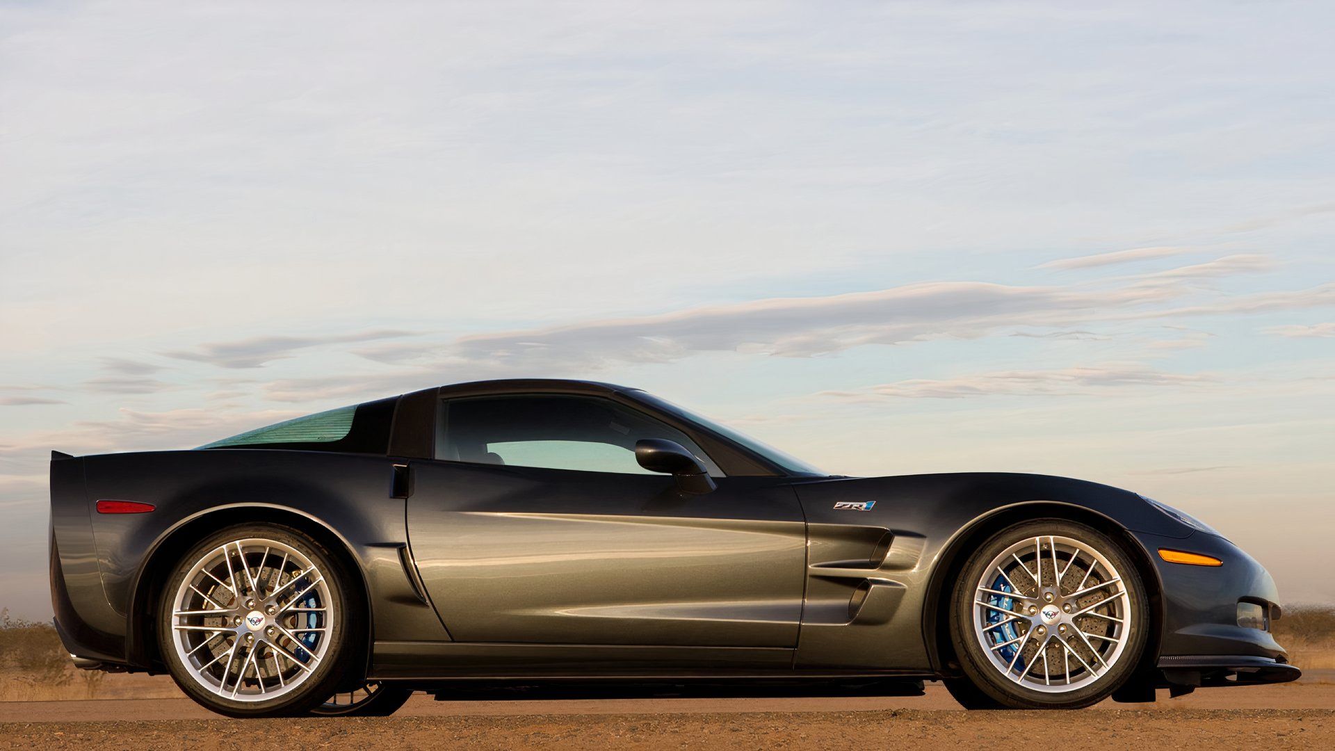 Chevrolet Corvette ZR1 2009, vista de perfil lateral, cinza