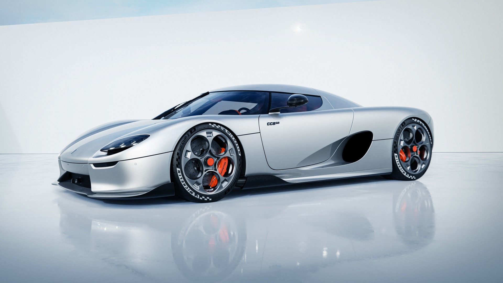 Vista frontal do terceiro quarto do Koenigsegg CC850