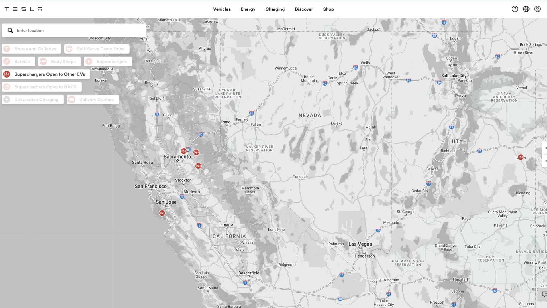 Mapa do Tesla Supercharger aberto a outros EVs