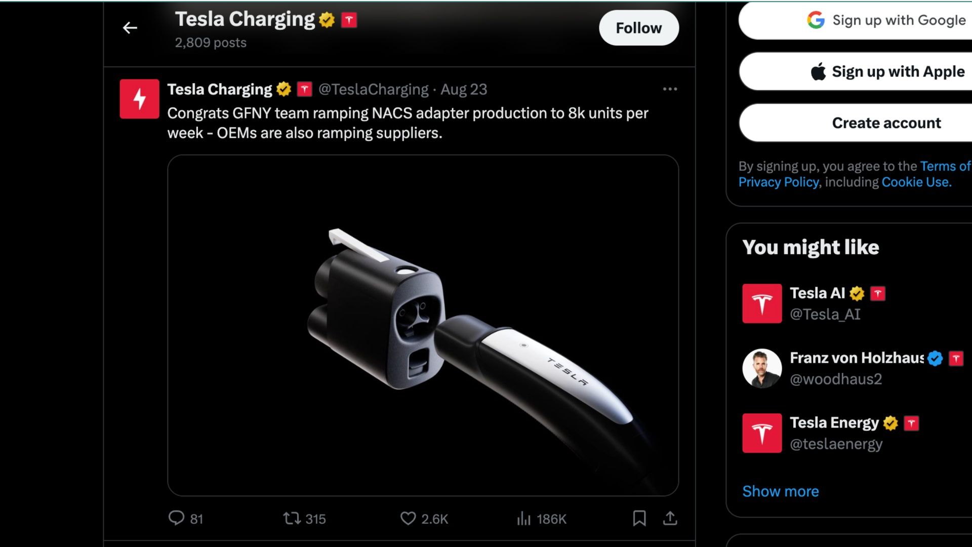 Captura de tela de carregamento da Tesla 