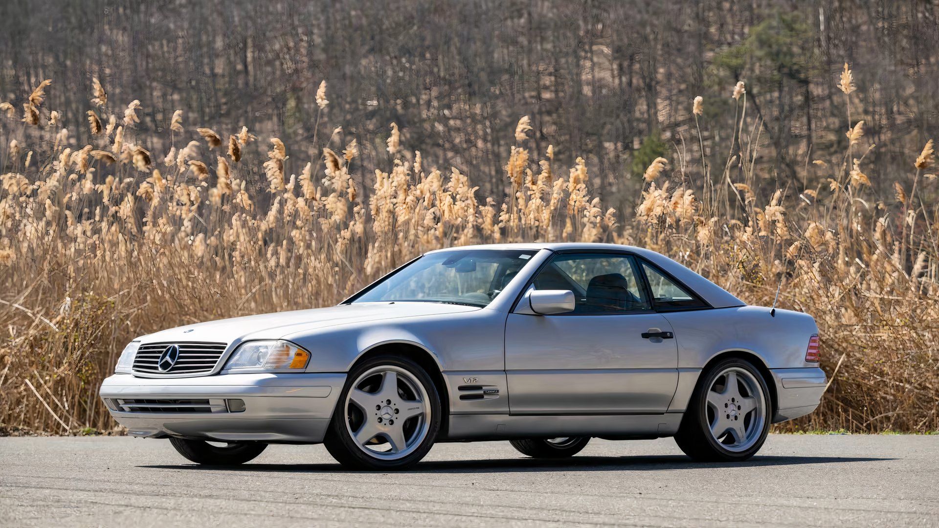 1998 Mercedes-Benz SL600, front quarter view, silver