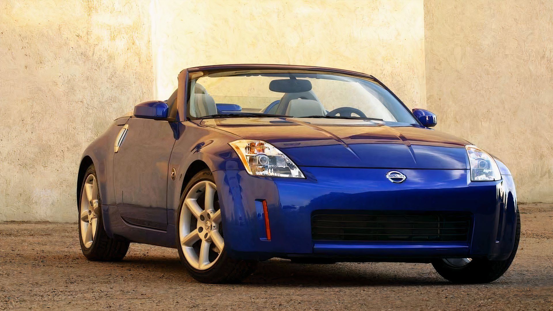 Nissan 350Z conversível 2004, vista frontal, azul