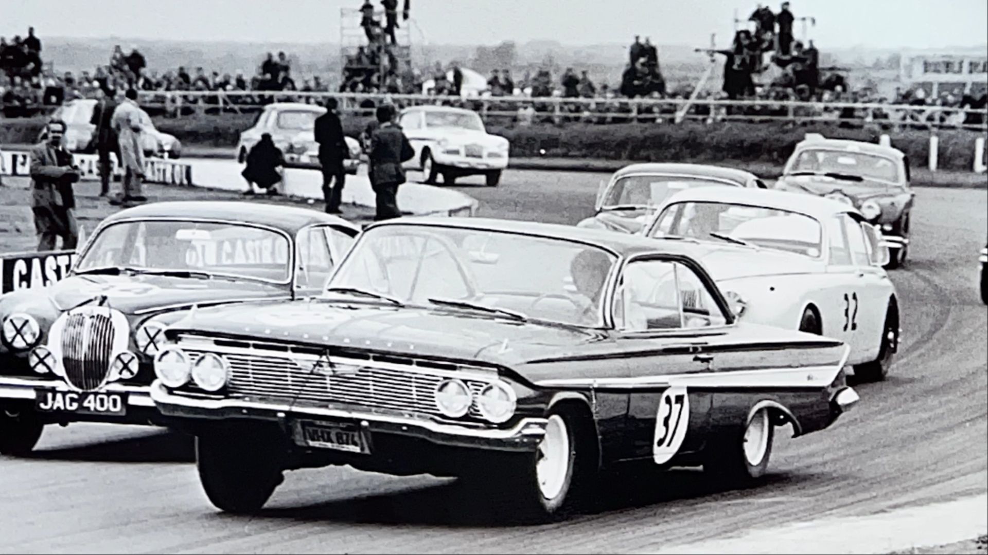 Dan Gurney’s legendary Chevy Impala on the track