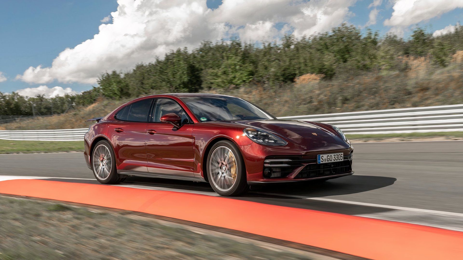 2021 porsche panamera turbo s front quarter cornering