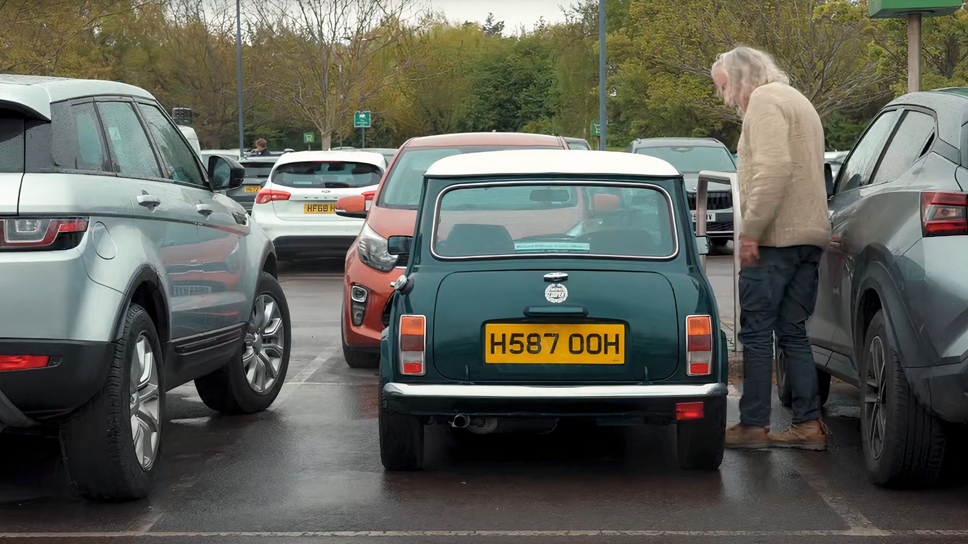 james may and his mini rear view parking space