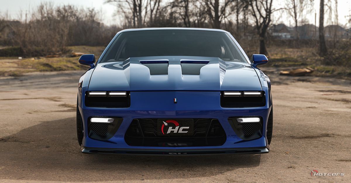 Chevrolet Camaro Restomod Render Front End Blue