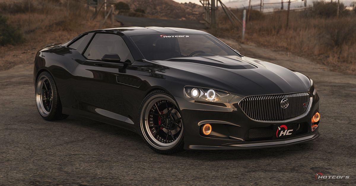 Modern Buick GNX concept in black render front 3/4
